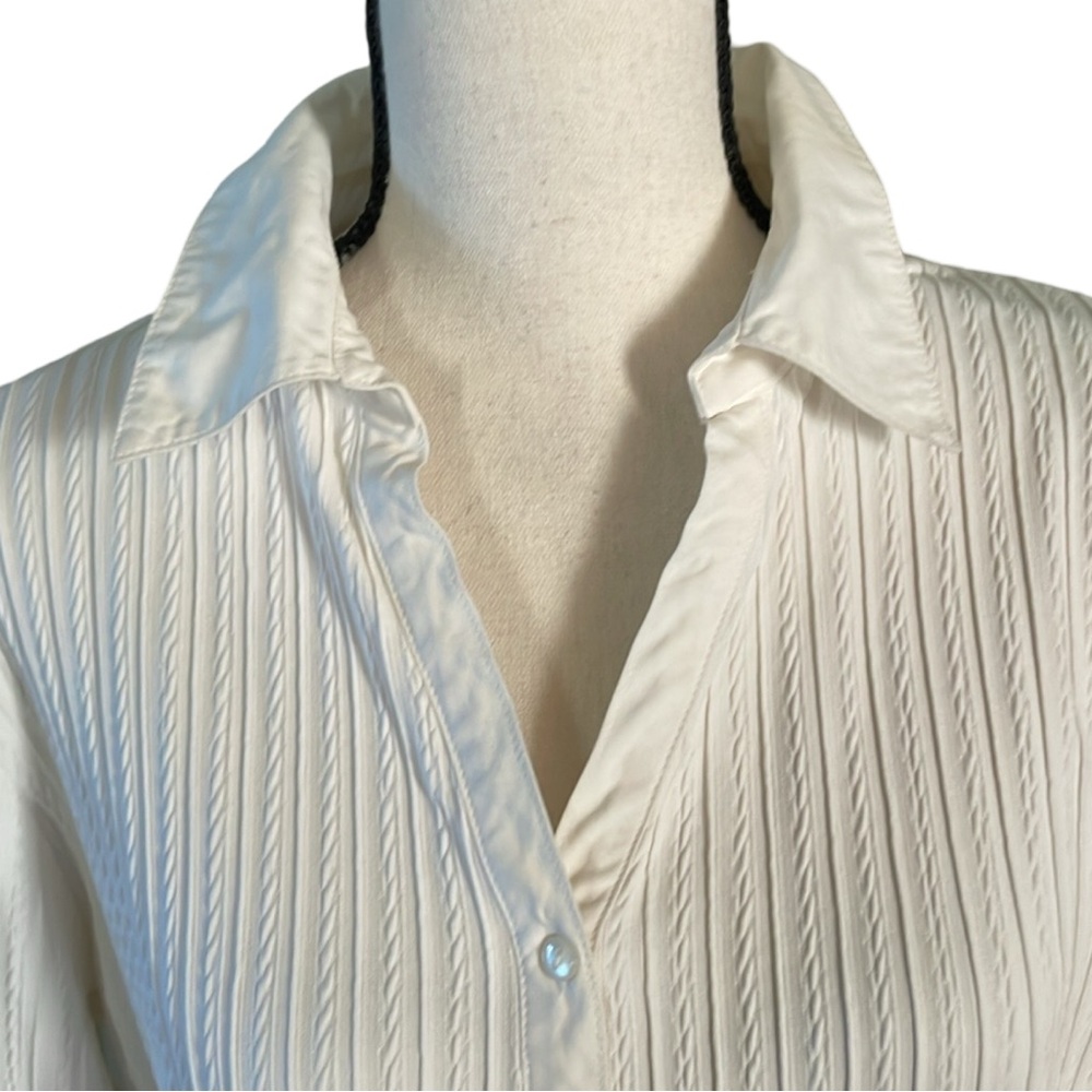 Talbotstextured Split Neck Spread Collar Shirt Si… - image 3
